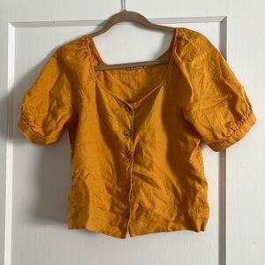 Everlane yellow button blouse